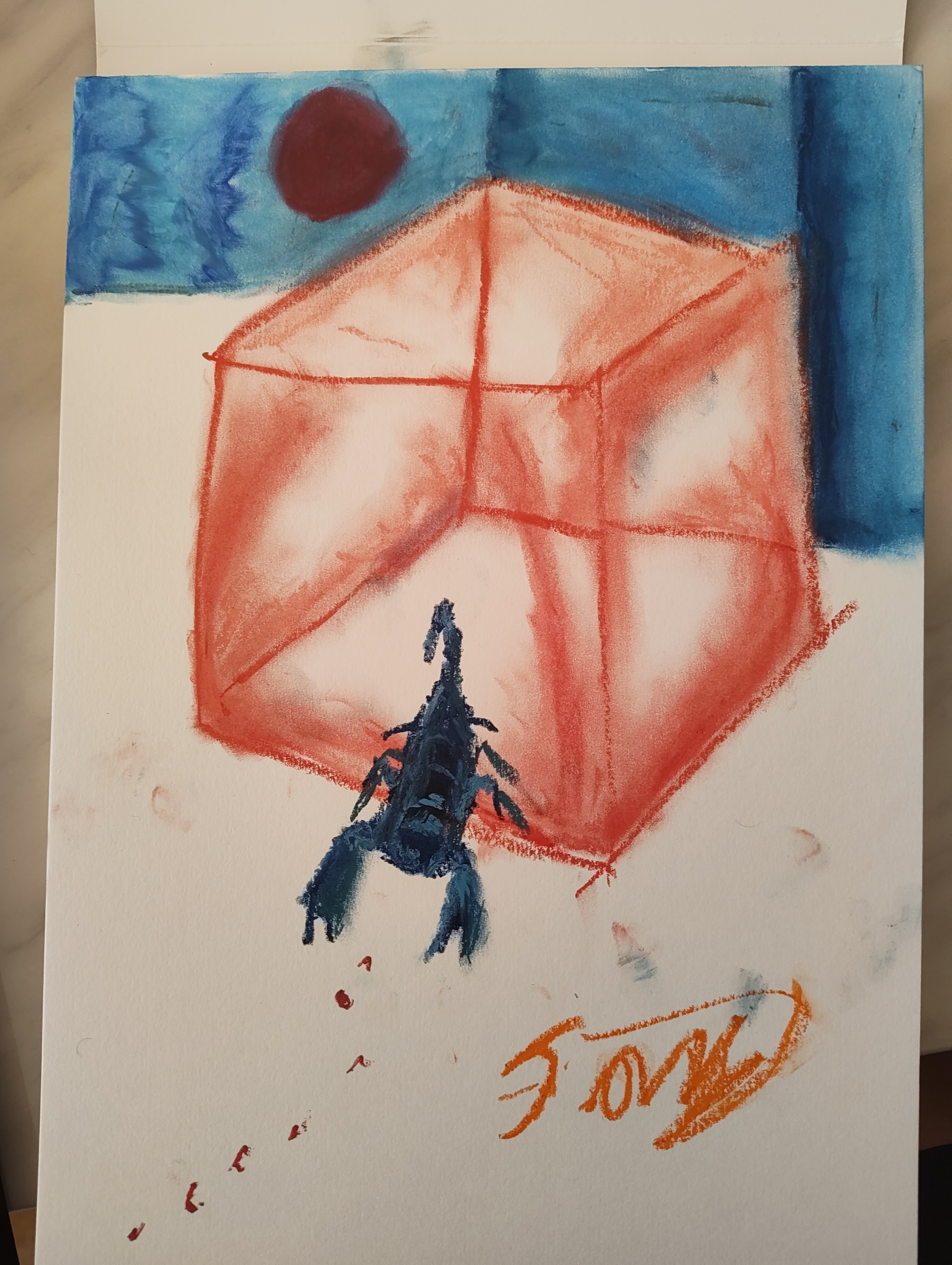 Abstract surreal oil pastel artwork